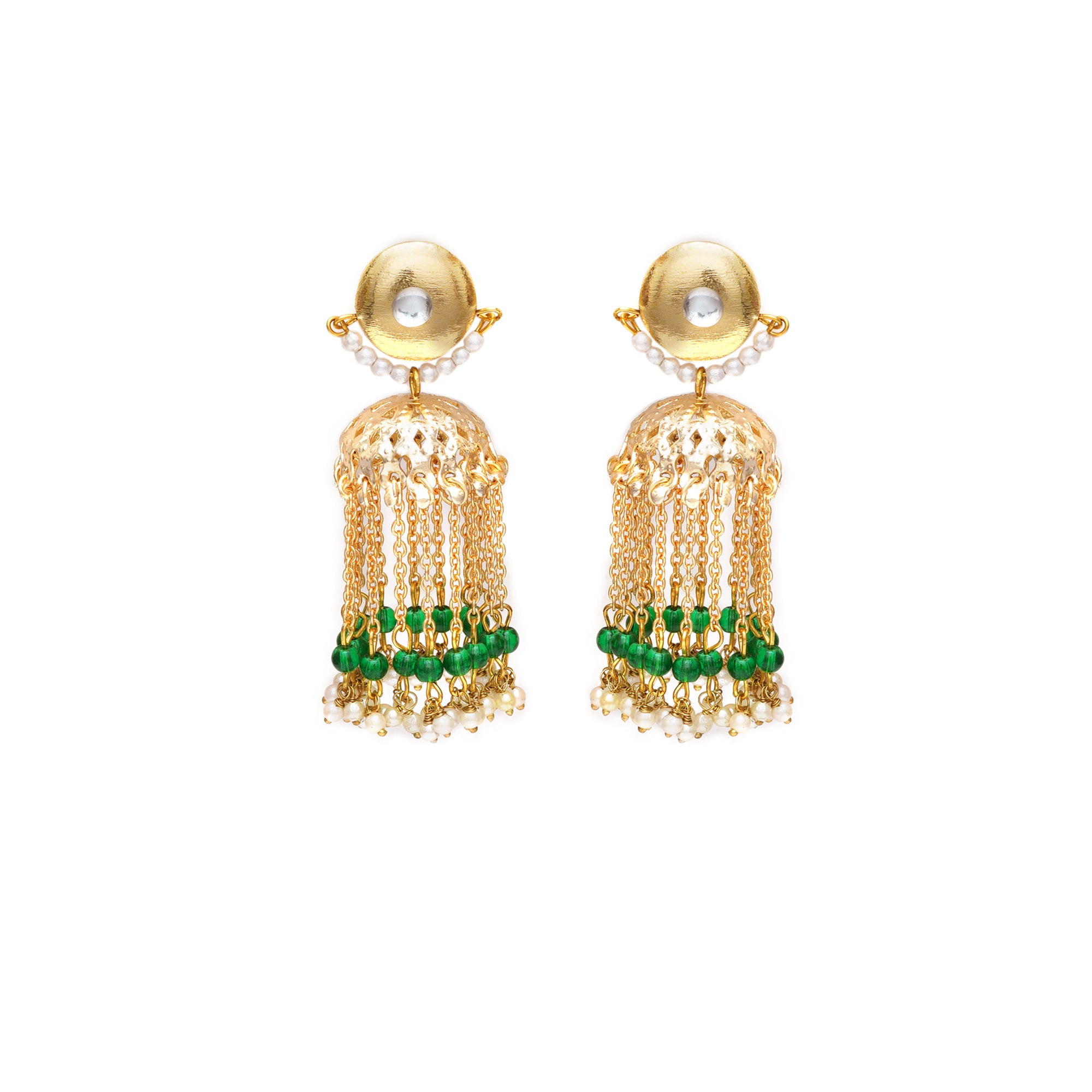 Golden Crescent Jhumki Earrings