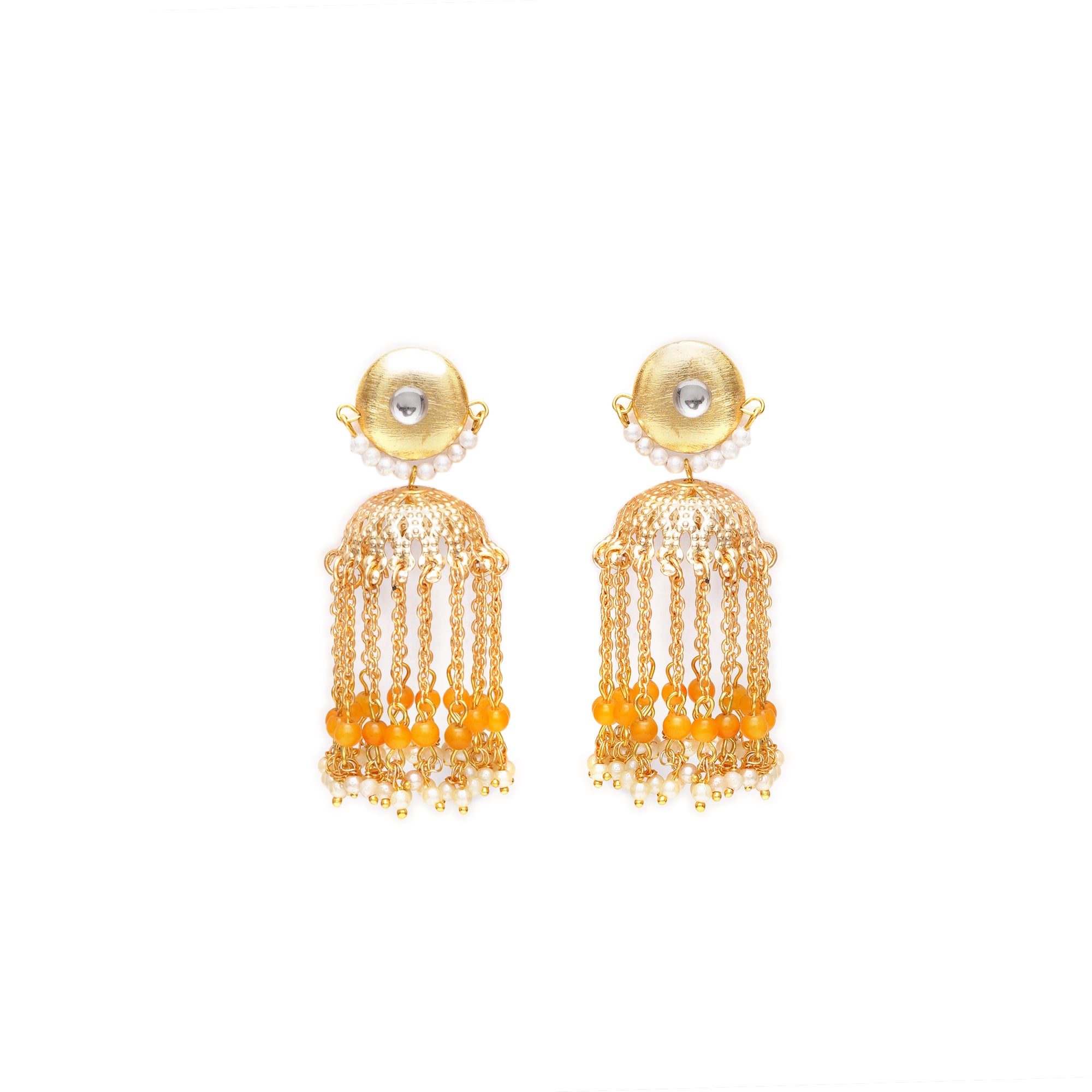 Golden Crescent Jhumki Earrings