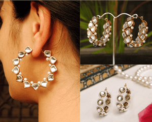 Traditional Kundan earrings in gold-tone, perfect for weddings and festive wear