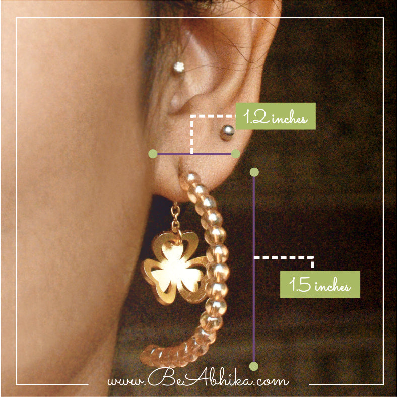 Floral Charm Drop Half Hoop Earring