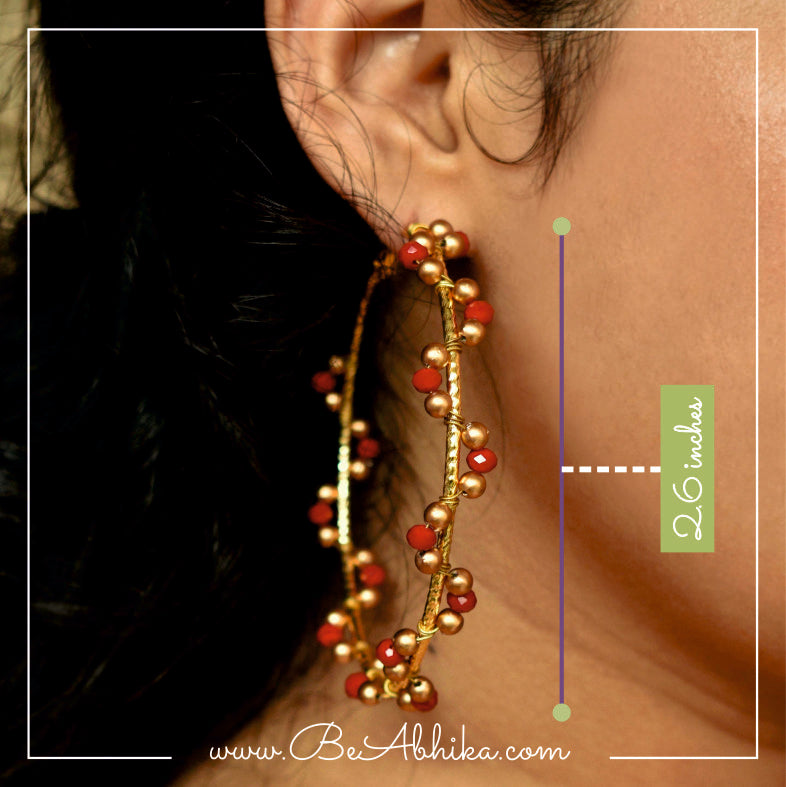 Red Arch Hoops Earrings