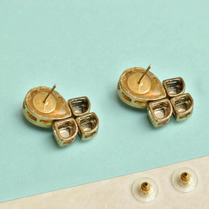 Traditional Kundan earrings in gold-tone, perfect for weddings and festive wear