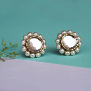 Kundan Flower Ring & Earrings Set - BeAbhika.com