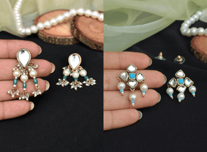 Traditional Kundan earrings in gold-tone, perfect for weddings and festive wear