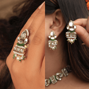 Traditional Kundan earrings in gold-tone, perfect for weddings and festive wear