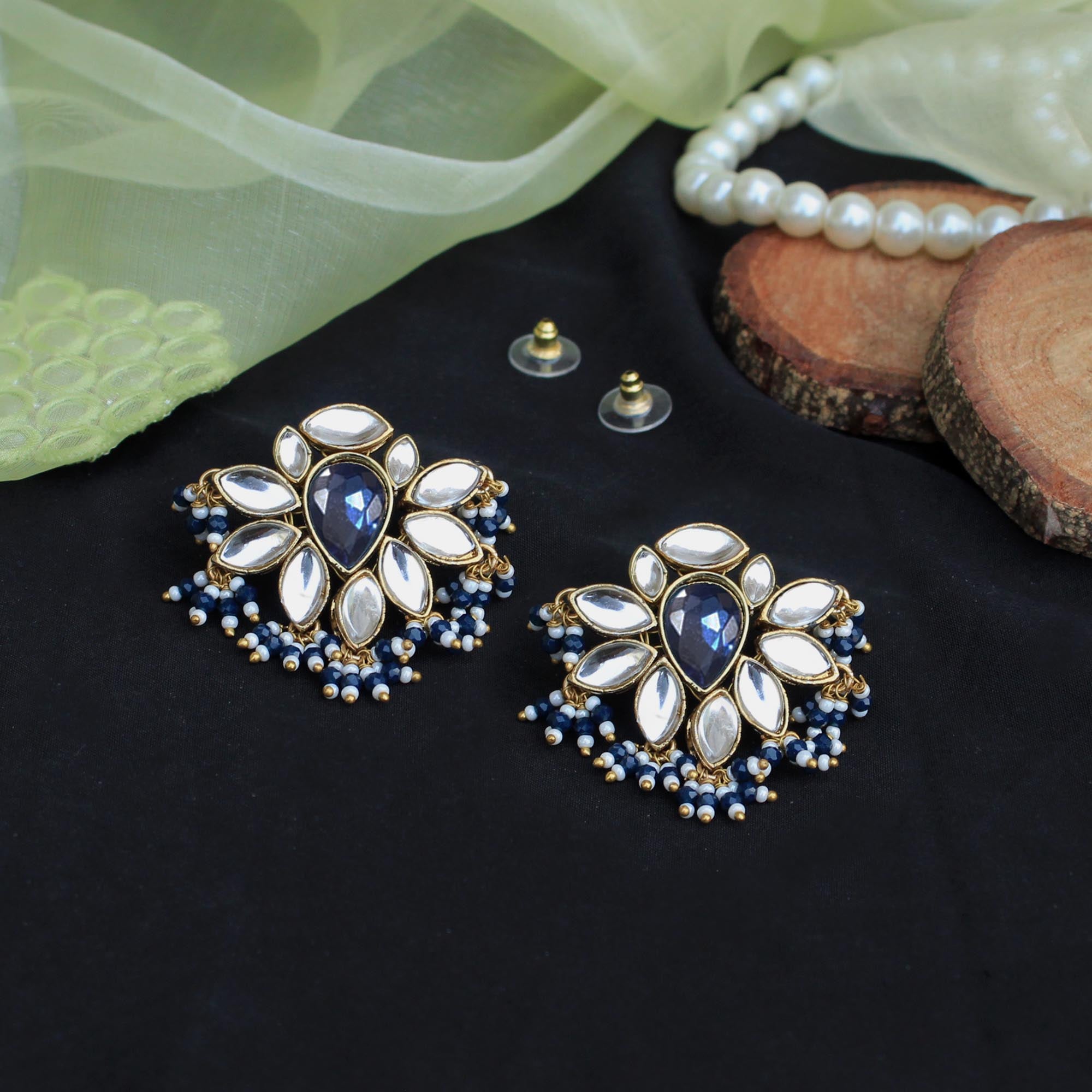 Floral Grace Kundan Stud Earrings