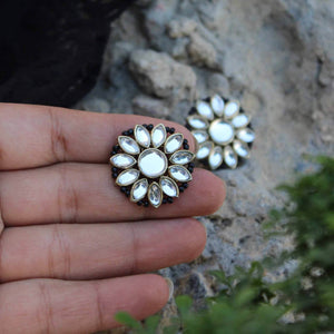 Traditional Kundan earrings in gold-tone, perfect for weddings and festive wear