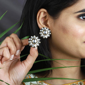 Traditional Kundan earrings in gold-tone, perfect for weddings and festive wear
