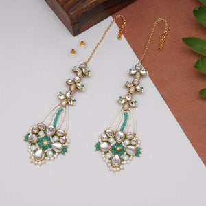 Traditional Kundan earrings in gold-tone, perfect for weddings and festive wear
