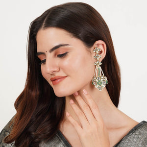 Traditional Kundan earrings in gold-tone, perfect for weddings and festive wear