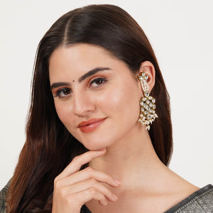 Traditional Kundan earrings in gold-tone, perfect for weddings and festive wear
