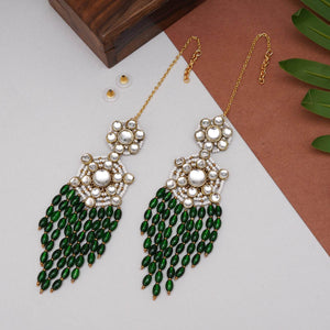 Traditional Kundan earrings in gold-tone, perfect for weddings and festive wear