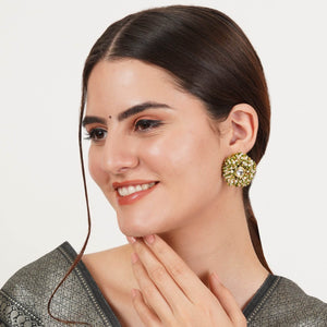 Traditional Kundan earrings in gold-tone, perfect for weddings and festive wear