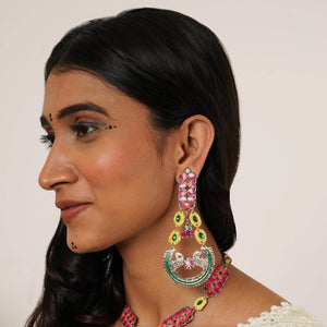 Traditional Kundan earrings in gold-tone, perfect for weddings and festive wear