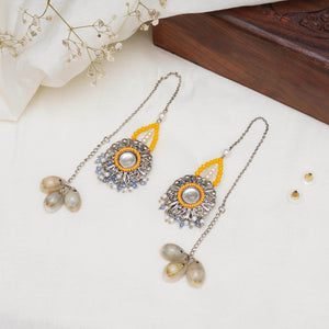 Traditional Kundan earrings in gold-tone, perfect for weddings and festive wear
