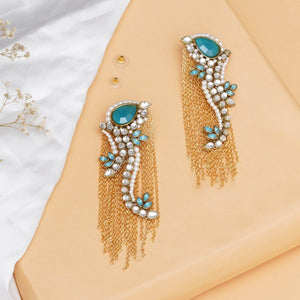 Traditional Kundan earrings in gold-tone, perfect for weddings and festive wear