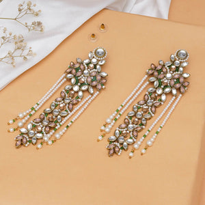 Traditional Kundan earrings in gold-tone, perfect for weddings and festive wear