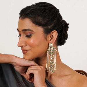 Traditional Kundan earrings in gold-tone, perfect for weddings and festive wear