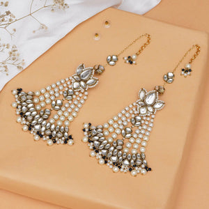 Traditional Kundan earrings in gold-tone, perfect for weddings and festive wear