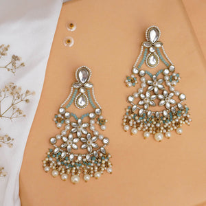 Traditional Kundan earrings in gold-tone, perfect for weddings and festive wear