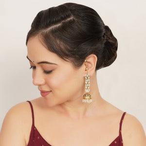 Red Meenakari Jhumki Kundan Kanauti Earrings