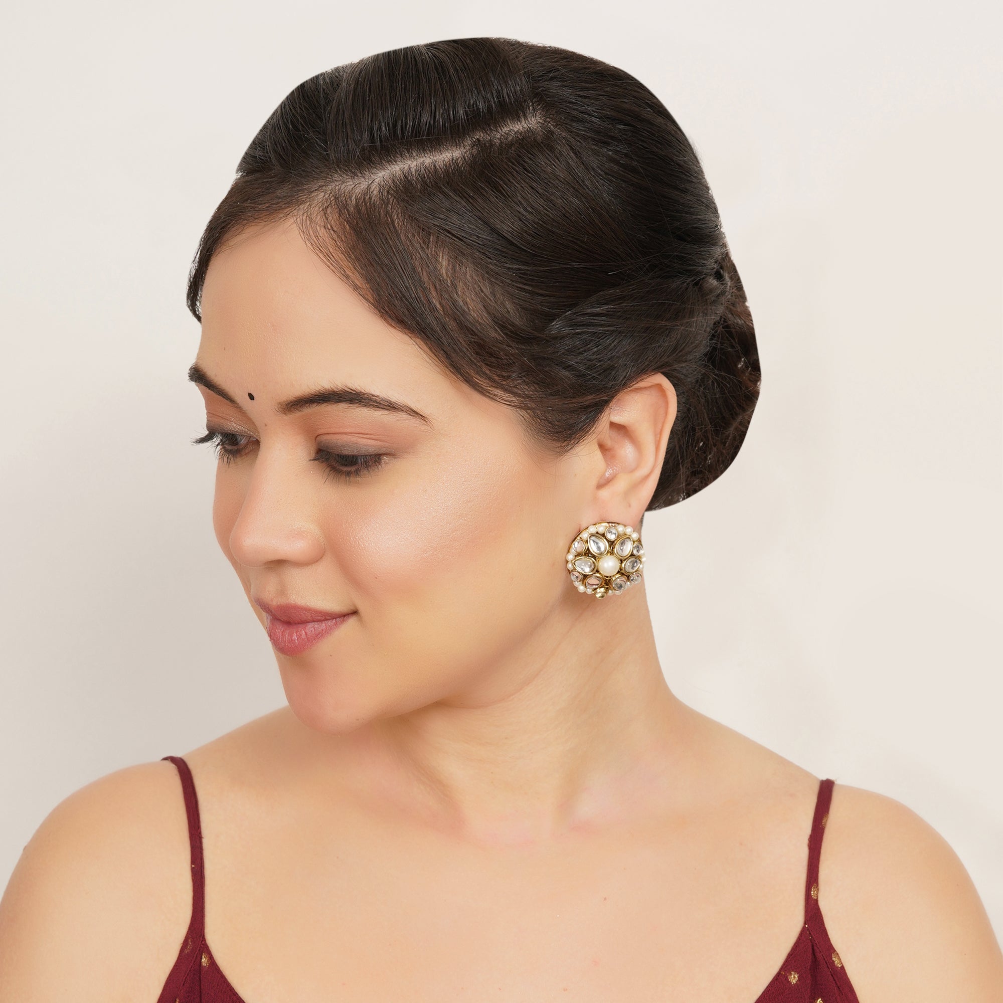 Mini Kundan Flower Stud Earrings