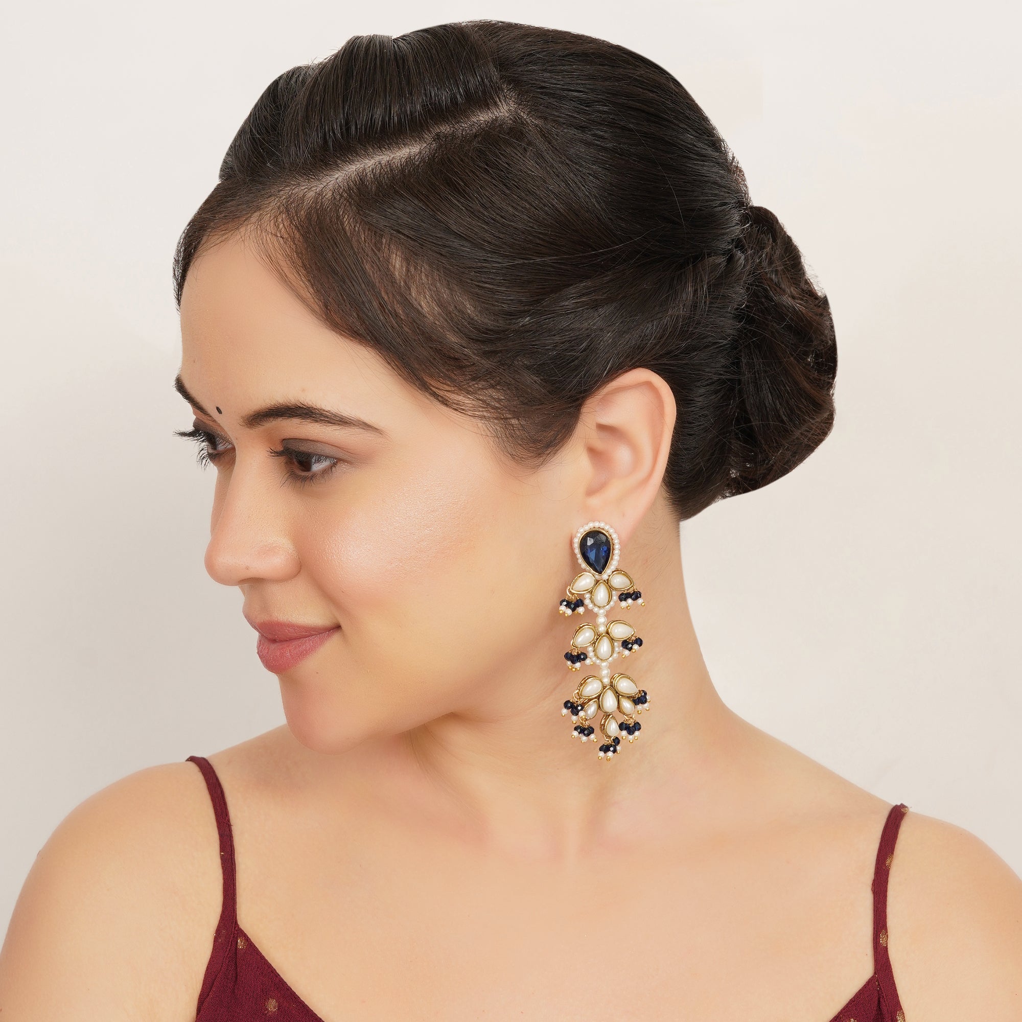 The Celestial Chandelier Handcrafted Three-Tier Pearl Statement Earrings