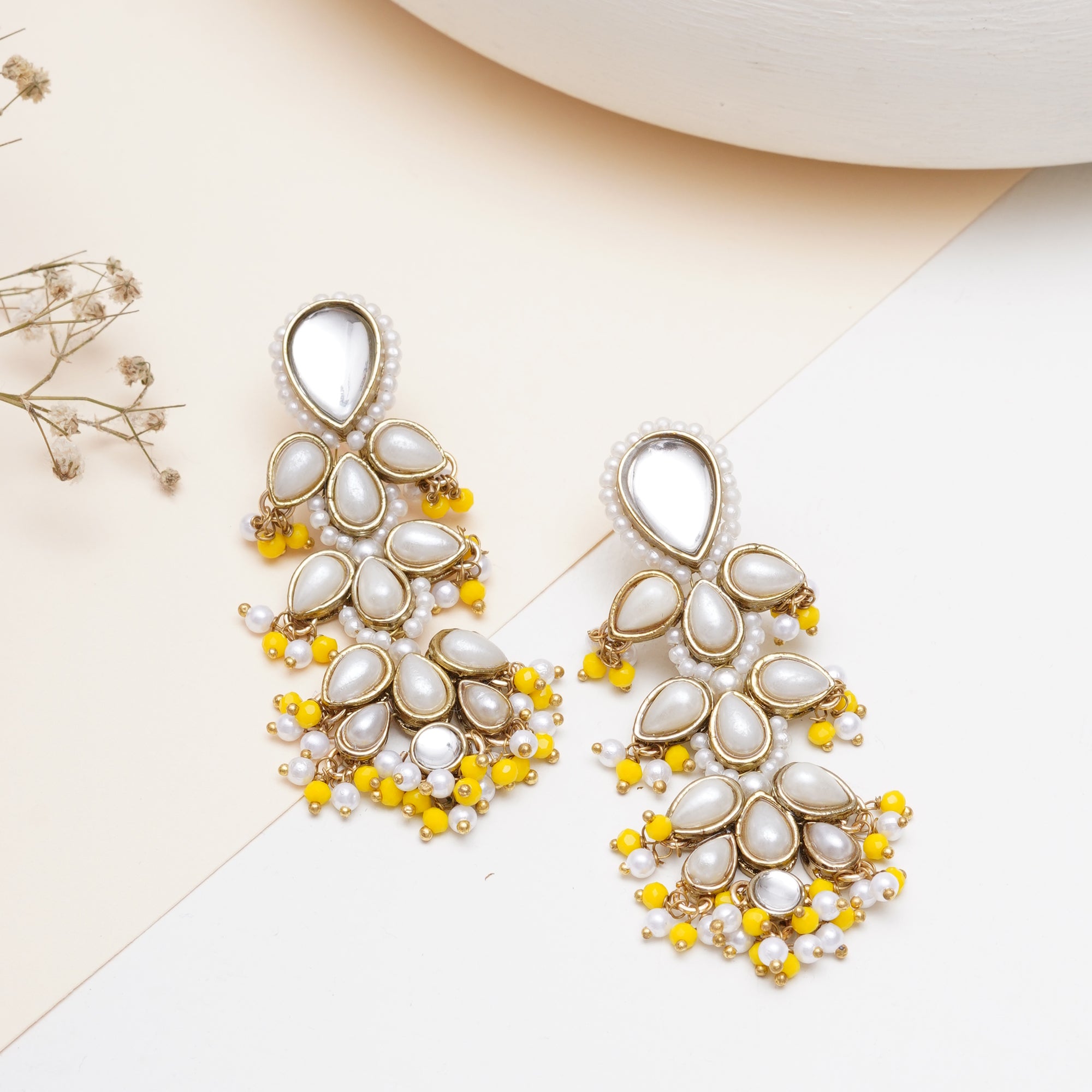The Celestial Chandelier Handcrafted Three-Tier Pearl Statement Earrings