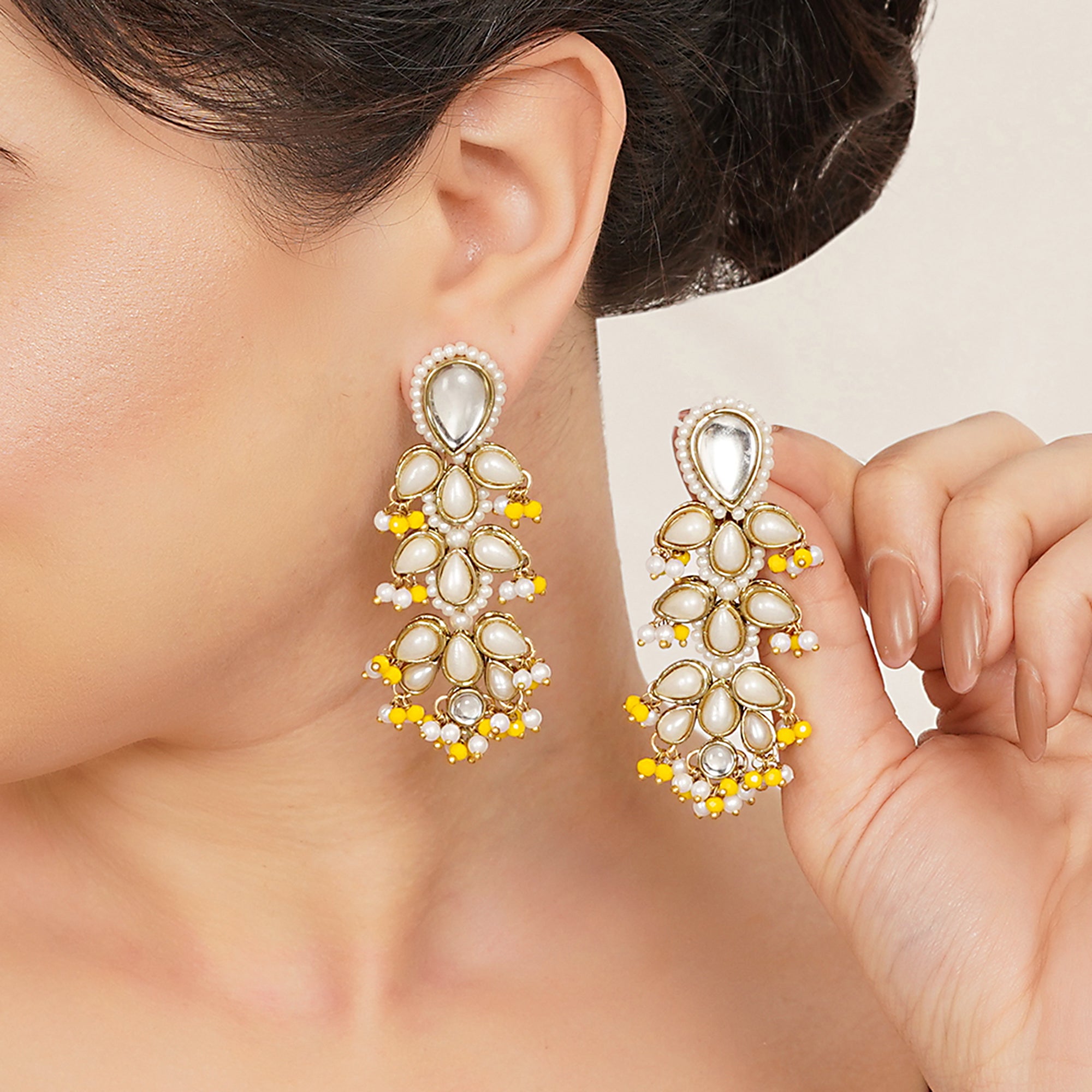 The Celestial Chandelier Handcrafted Three-Tier Pearl Statement Earrings