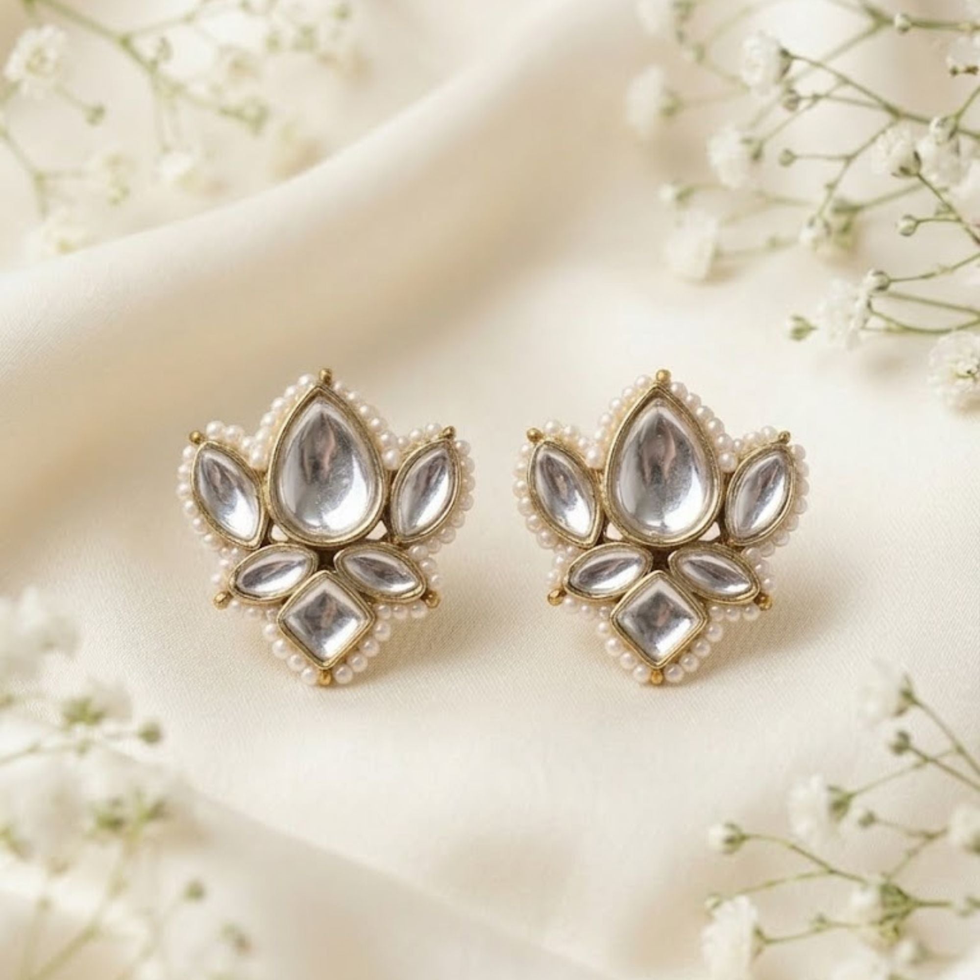 Lotus Bloom Kundan Studs