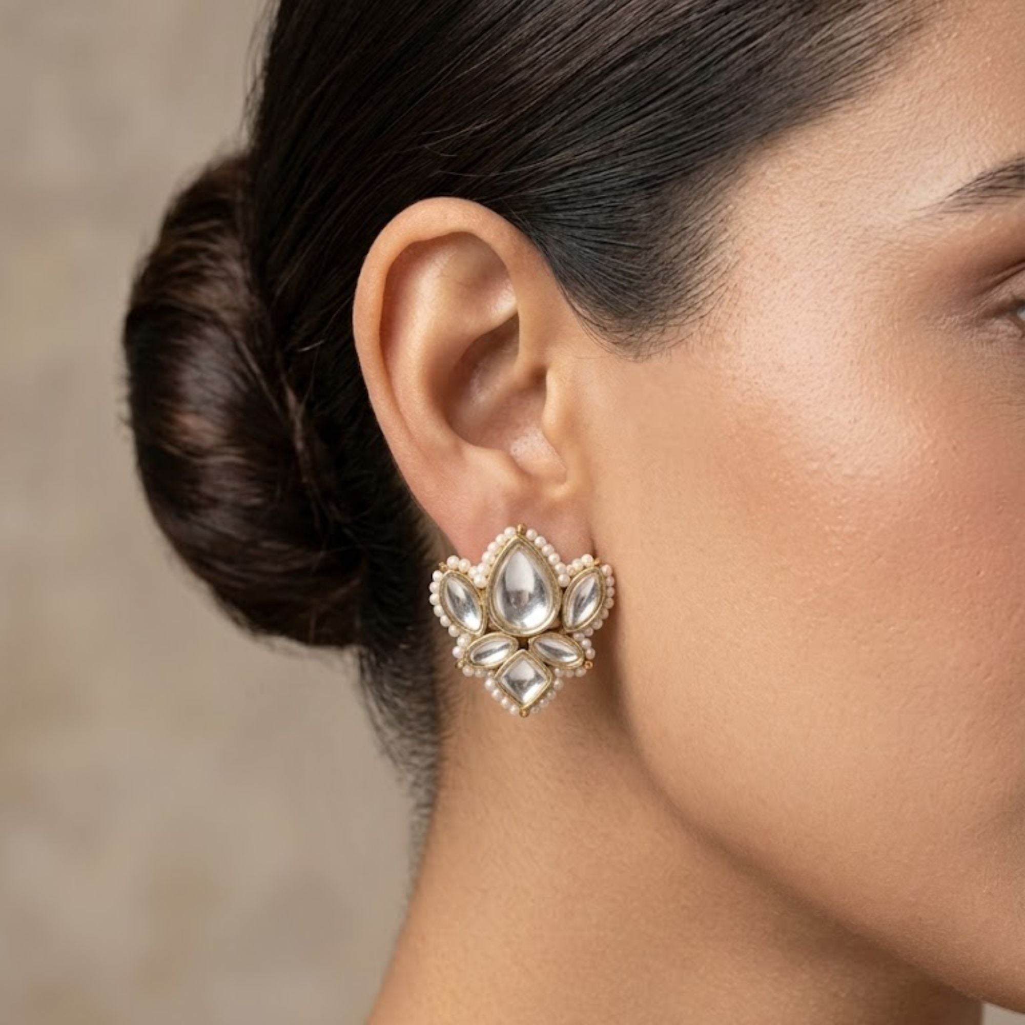 Lotus Bloom Kundan Studs