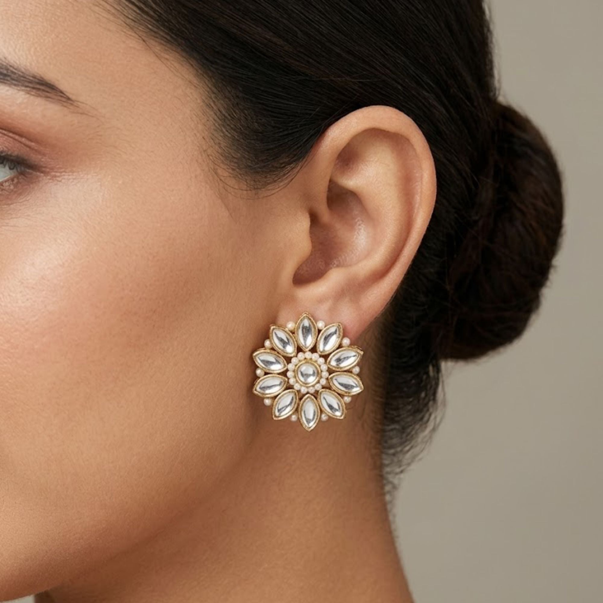 Sunflower Kundan Studs
