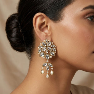 Imperial Pearl & Kundan Chandelier Earrings
