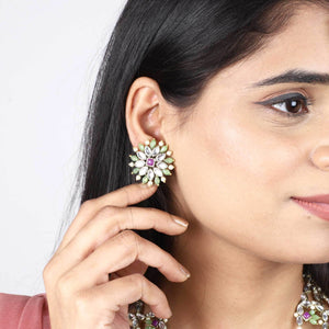 Traditional Kundan earrings in gold-tone, perfect for weddings and festive wear