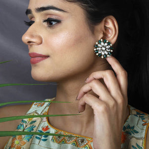 Traditional Kundan earrings in gold-tone, perfect for weddings and festive wear