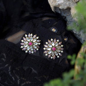 Traditional Kundan earrings in gold-tone, perfect for weddings and festive wear