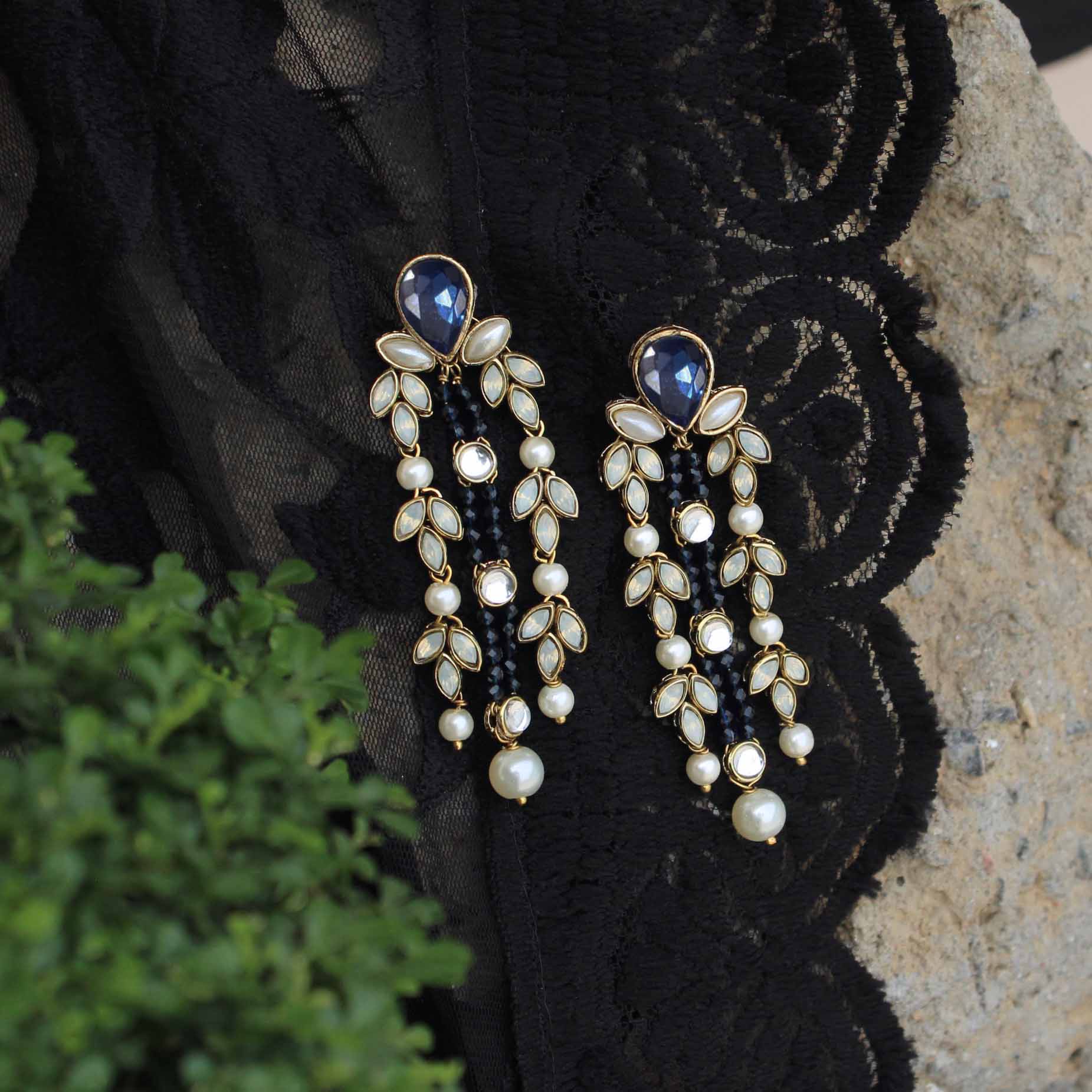 Navy Blue Pearl Earrings & Necklace | Wedding Bridal Bride Bridesmaids -  Glitz And Love