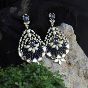 Traditional Kundan earrings in gold-tone, perfect for weddings and festive wear