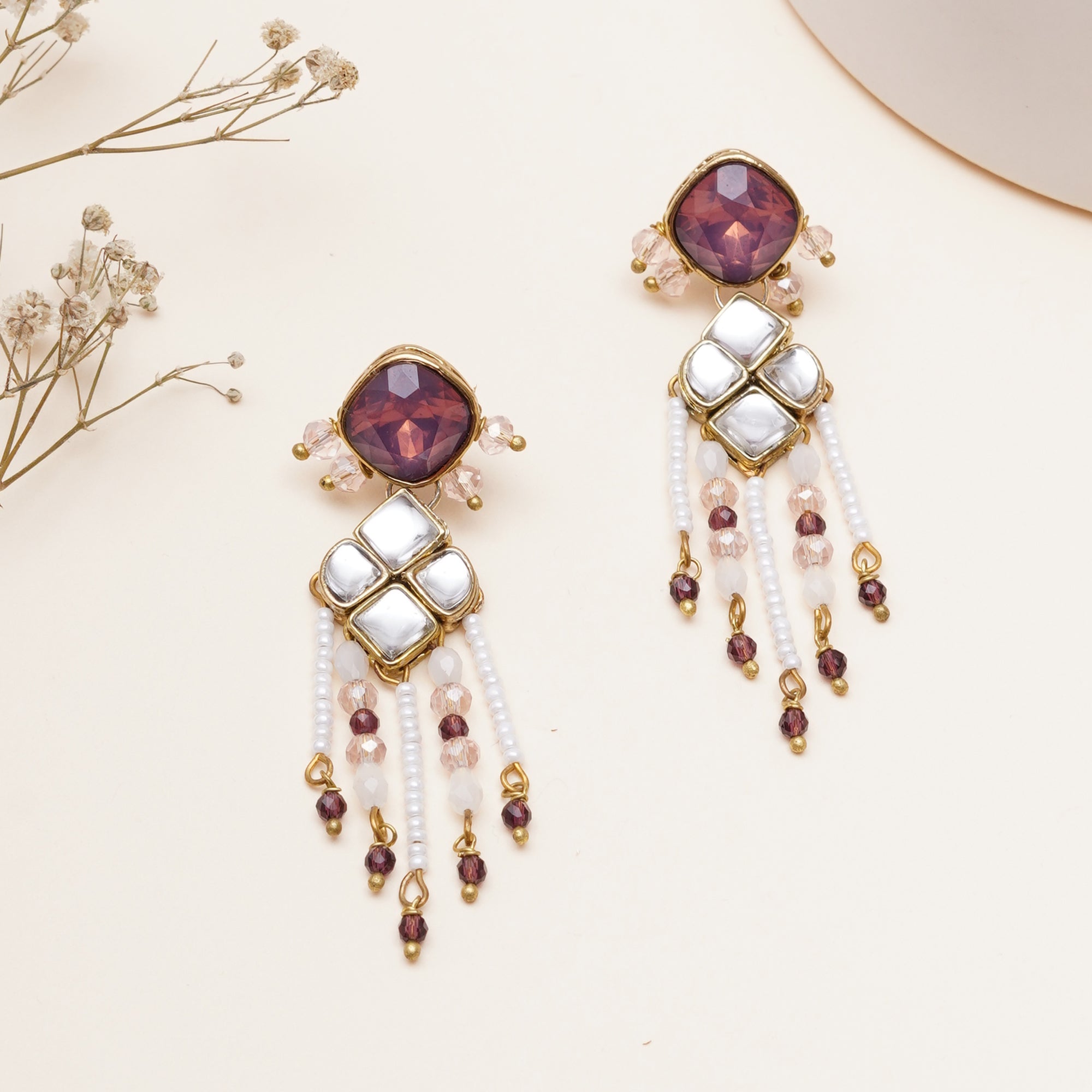 Purple Kundan Paradise Earrings