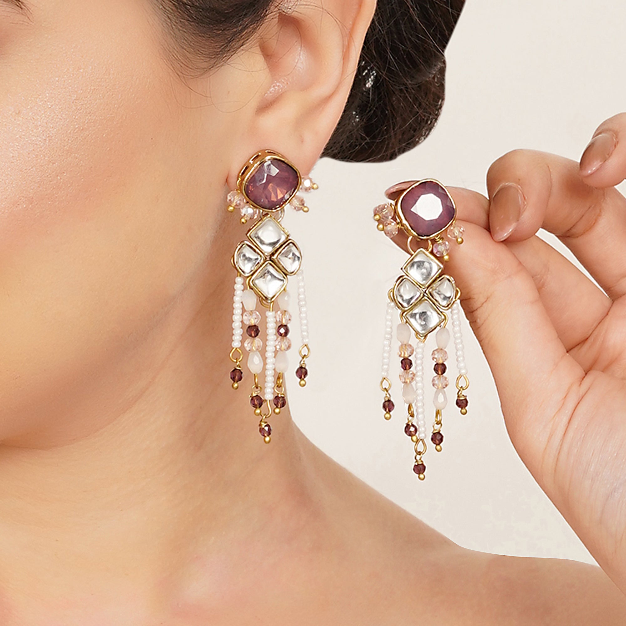 Purple Kundan Paradise Earrings