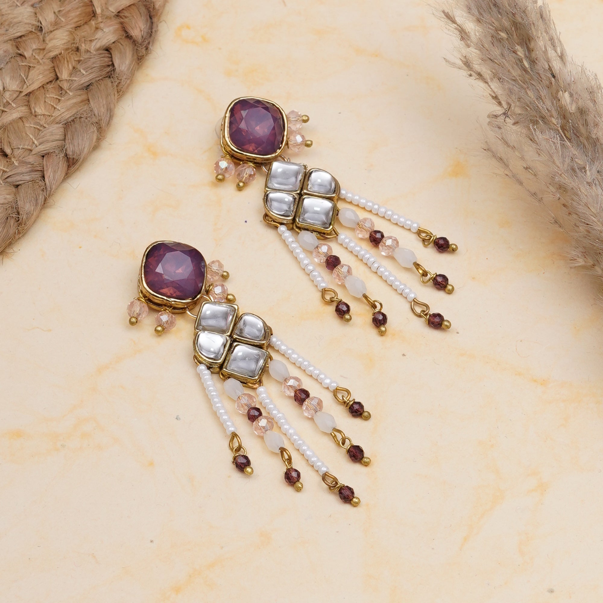 Purple Kundan Paradise Earrings