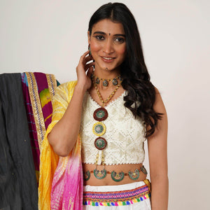 Multi-Stranded Bohemian Jewelry Set with Circular Charms - BeAbhika.com