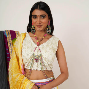 Vintage Charm Jewelry Set with Necklace, Earrings & Waistbelt - BeAbhika.com