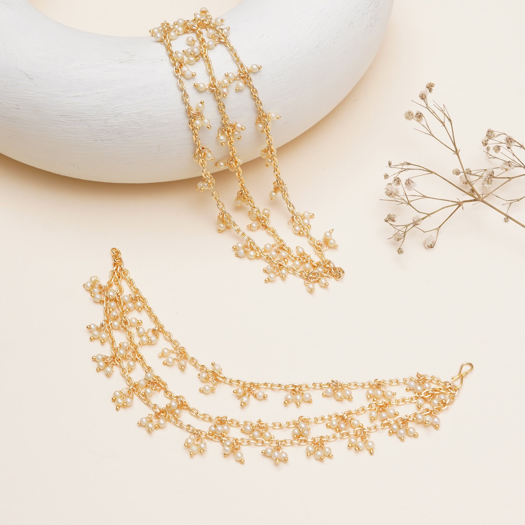 Pearl Cluster Layered Hair Chain