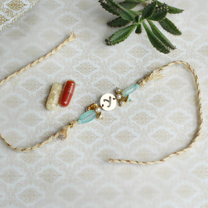 BeAbhika Personalised Initial Bhai Bhabhi Rakhi Lumba Combo Couple Rakhi Rakshabandhan Designer Unique Customised Name Initial Rakhi Lumba Set Available In India Best Price Online COD Express Shipping Send Rakhi To Brother Abroad