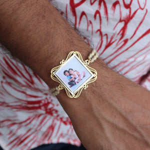 BeAbhika Gold Tone Photo Frame Designer Unqiue Famous Rakhi Lightweight Easy To Tie Rakhi Available At Best Price In India Online COD Available Send Rakhi To Brother Small Brother Big Brother Younger Brother Send Rakhi Abroad With Roli Chawal Capsules