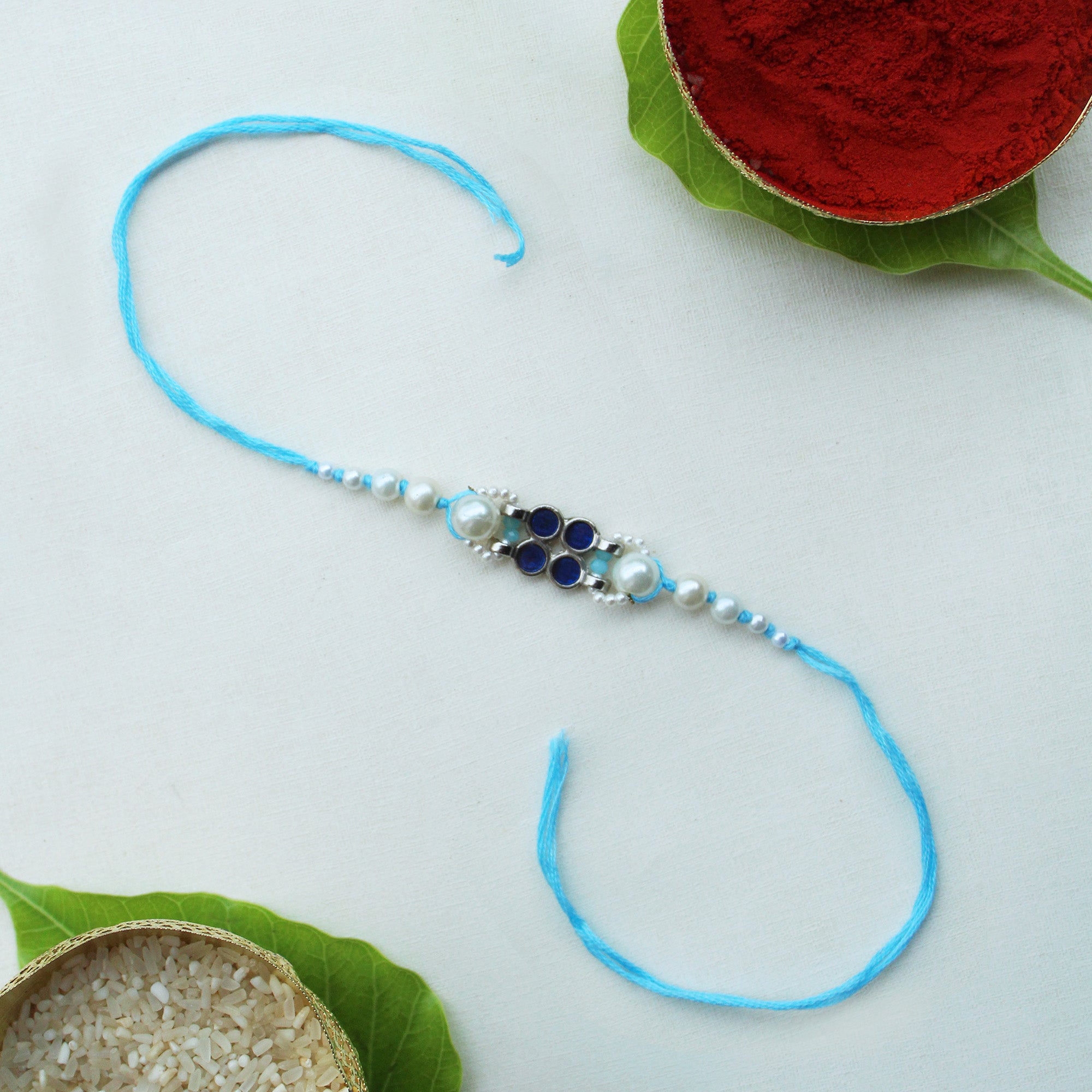 Azure Pearl Vivid Vintage Rakhi