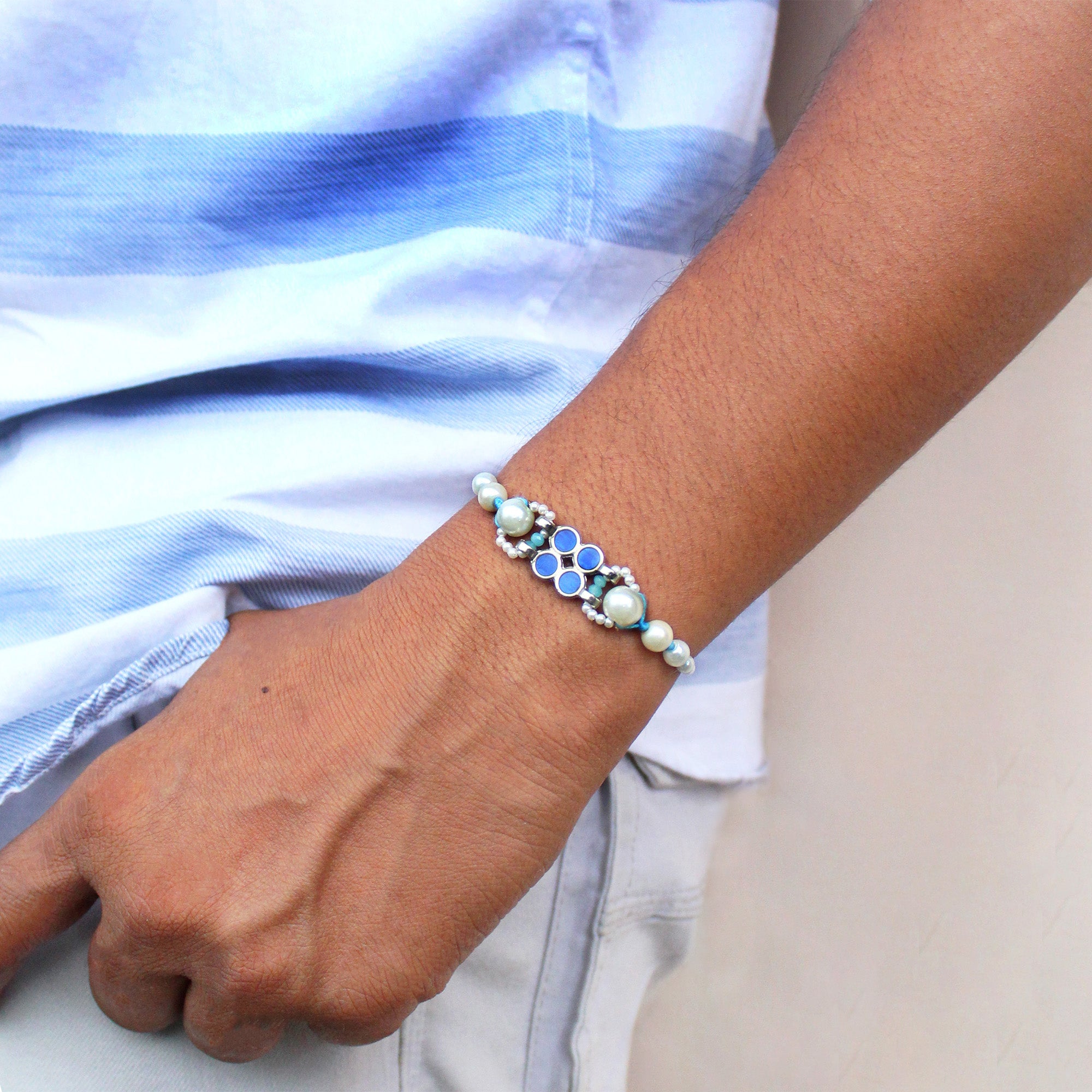 Azure Pearl Vivid Vintage Rakhi