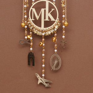 Personalized Cloud Initial Bridal Kaleere with Travel Charms - Set Of 2 Pieces