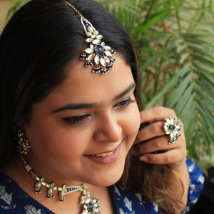 Floral Grace Kundan Maang Tikka - BeAbhika.com